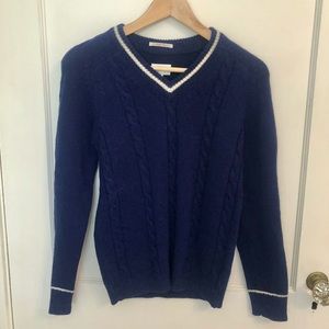 GANT Sz XS Cable Knit Navy Blue Sweater, Cotton and Alpaca Blend